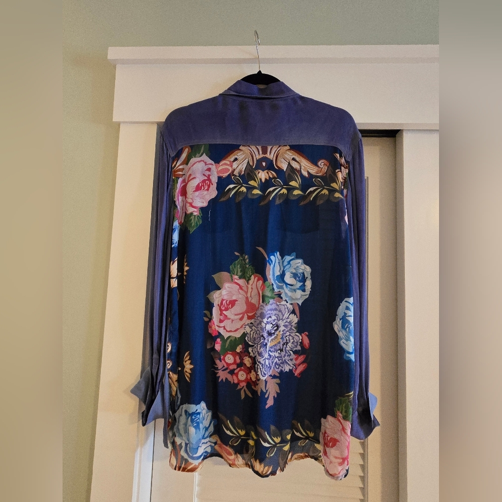 Aratta Purple Sheer Collared Blouse - Picture 3 of 3